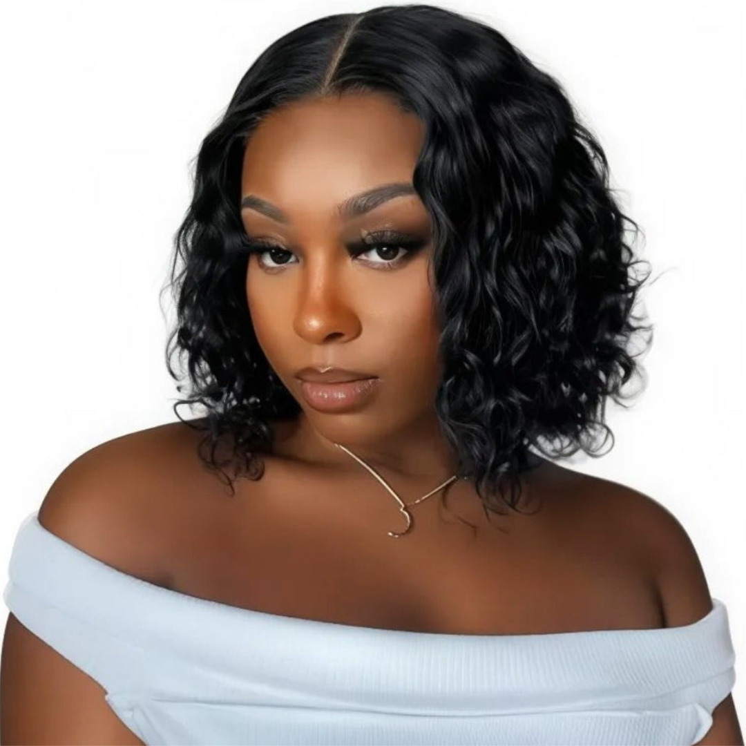 10 Inch Brazilian Deep Wave Curly Bob Wig 4x4 Glueless Lace Closure Wig