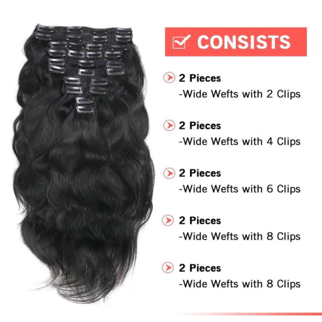 Black Wave Human Hair Clip-In Extensions