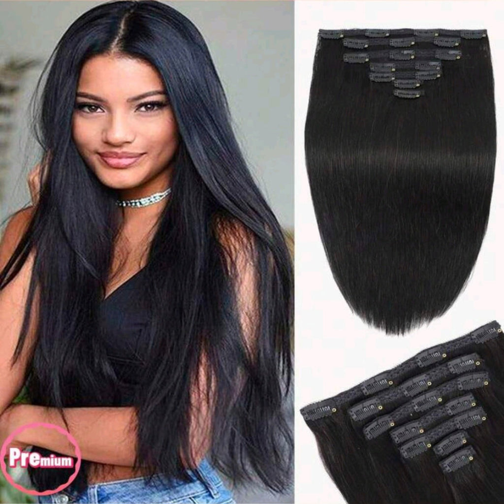 Black Straight Clip-In Hair Extensions