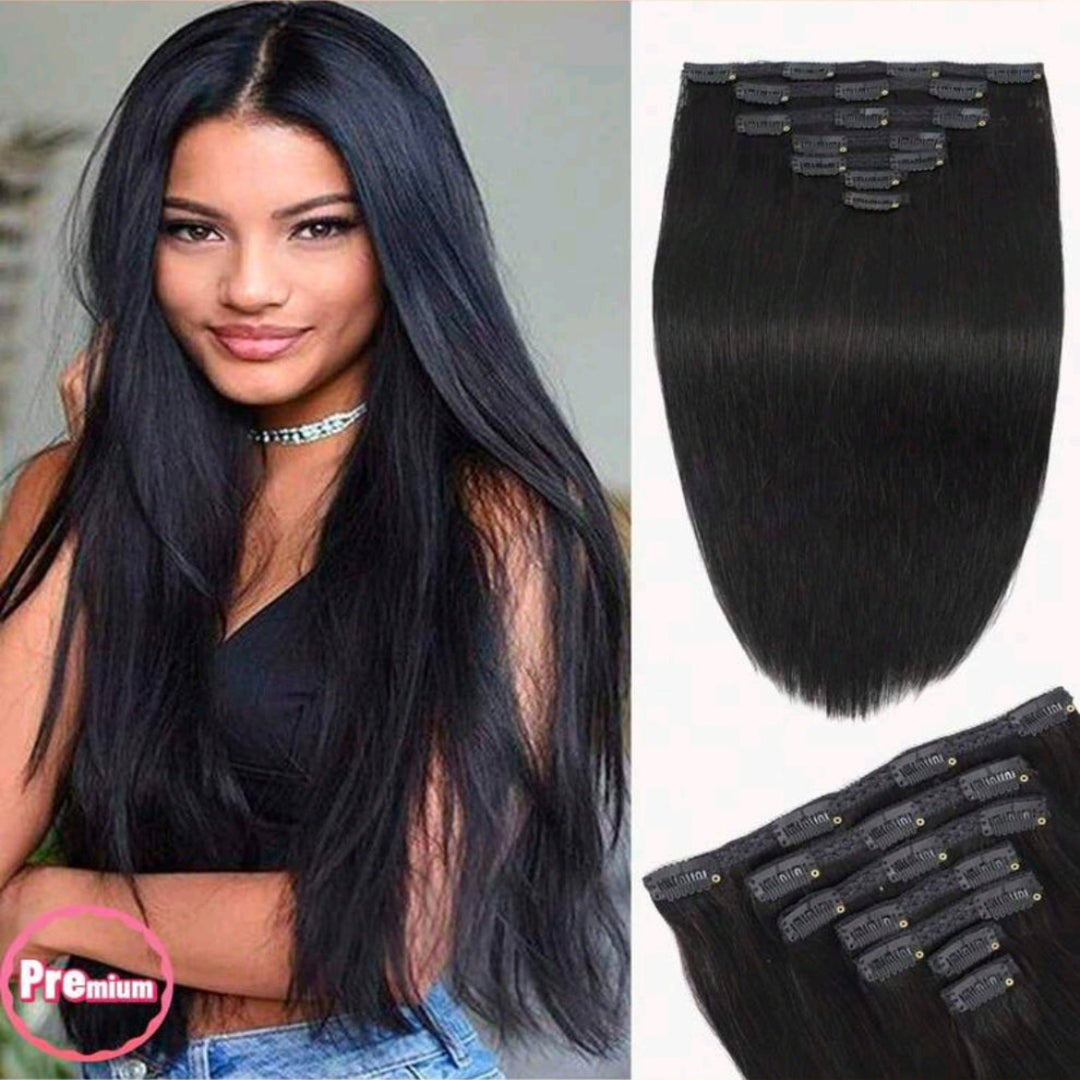 Black Straight Clip-In Hair Extensions