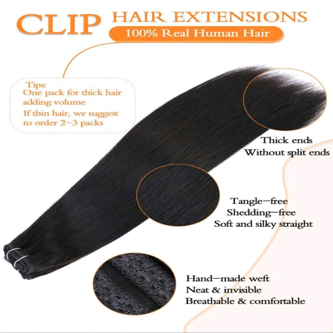 Black Straight Clip-In Hair Extensions