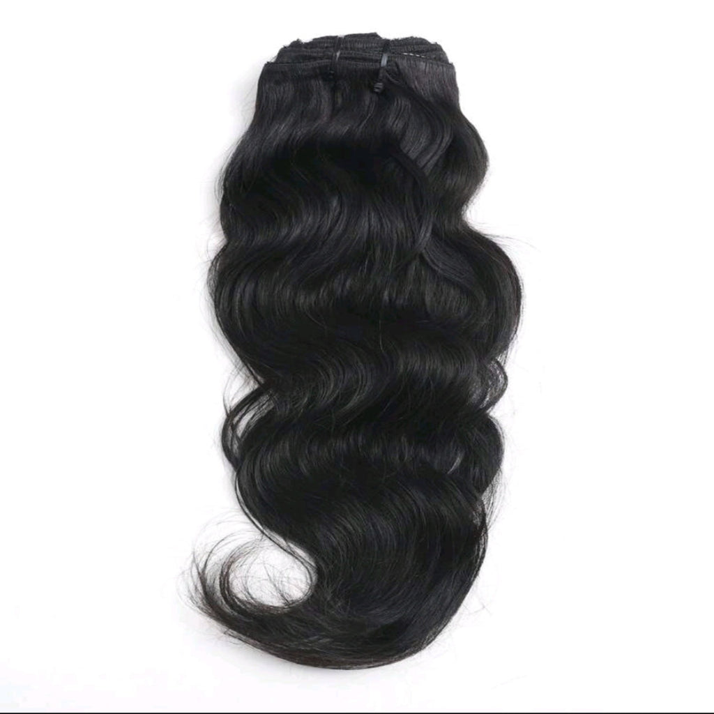 Black Wave Human Hair Clip-In Extensions