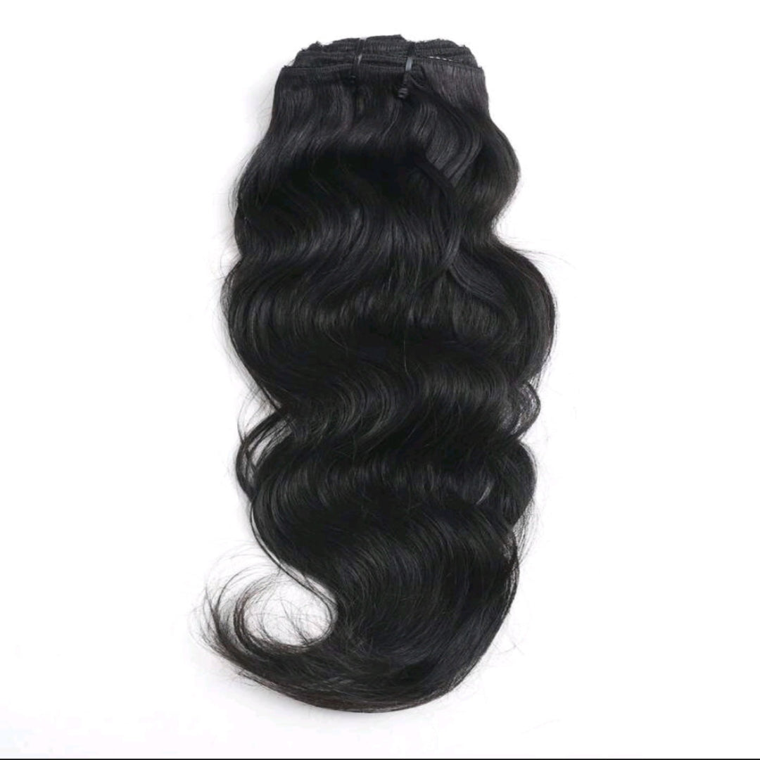 Black Wave Human Hair Clip-In Extensions